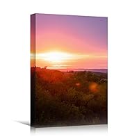 Canvas Wall Art Mountain View Sunset Coastal Multicolor Photography Relax/Calm Romantics Sunset - 12x18 inches