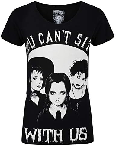 Heartless Wednesday Addams Family Sit with Us Tee Punk Goth Cotton Top T-Shirt