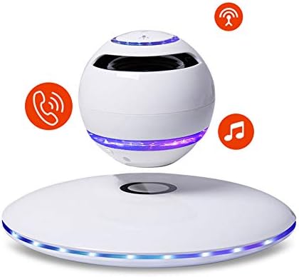 YMXLJJ Wireless 4.0 Bluetooth Speaker Magnetic Suspension Creative Speaker Colorful Light Stereo Subwoofer Hands-Free Call Compatible Android and iOS,White