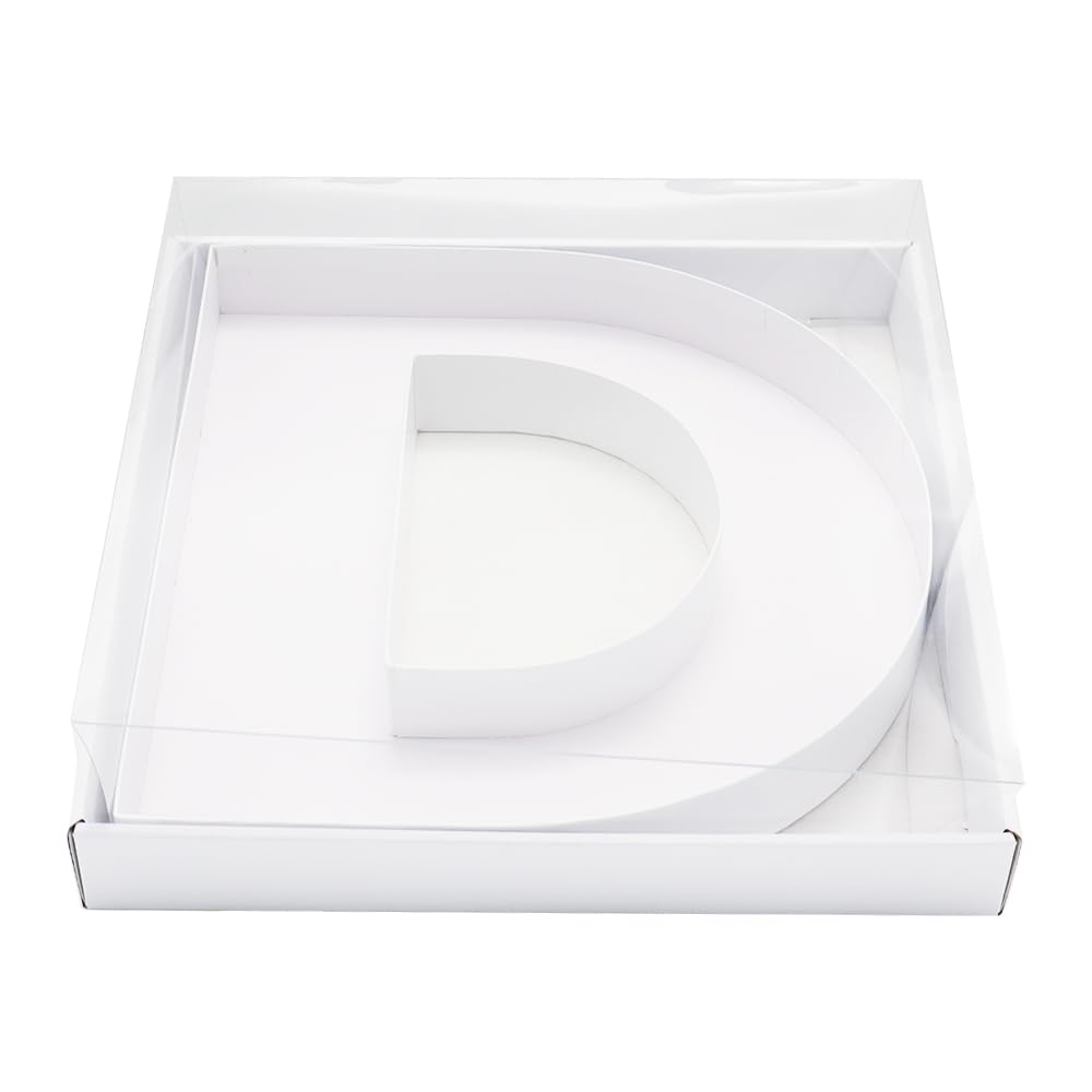 WENPACK 30.5cm Fillable Cardboard Letter Shaped Box Clear Cover Sweets Charcuterie Grazing Packaging (D)