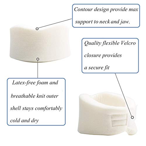 Cervical Neck Collar Soft Foam Support Soft Neck Brace Collar for Sleeping Relieves Neck Pain and Spine Pressure(White M)