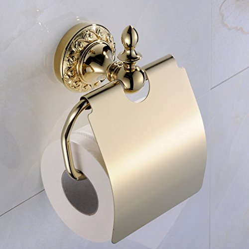 Leyden Wall Mount Bathroom TI-PVD Gold Finish Brass Material Toilet Paper Holder