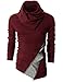 H2H Mens Fashion Turtleneck Slim Fit Pullover Sweater Oblique Line Bottom Edge MAROON US S/Asia M (KMTTL045)