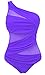 Runtlly Women's One Piece Swimsuits One Shoulder Plus Size Swimwear Bathing Suit with See Through Mesh Style Purple XXL