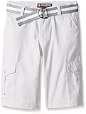 Southpole Big Boys Belted Rip Stop Basic Cargo Short with Washing All Season, White, 12