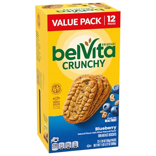 BELVITA BREAKFAST BARS BISCUITS, BLUEBERRY, VALUE PACK, 12 PACKS (4 BISCUITS PER PACK)