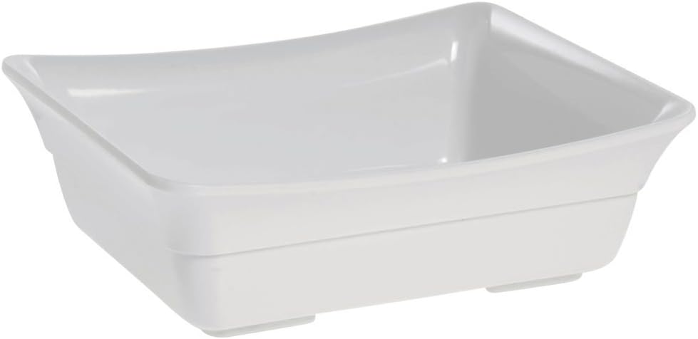 Food Pan 1/2 Size White Melamine Curveware Pan - 9 7/8 L x 12" W x 4" D