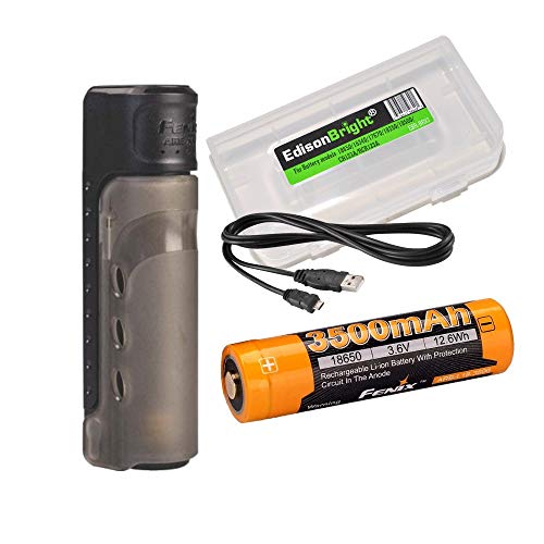 Fenix ARE-X11 18650 Battery Charging Bundle Including 3500mAh Li-ion Battery and EdisonBright Battery Carry case