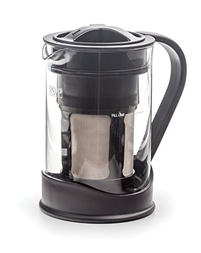 RSVP International (C-BREW) Compact Cold Brew Coffee Maker, 32 Ounce | BPA-Free Plastic & Borosilicate Glass | Airtight Design Keeps Cold Brew Fresh | Make Coffee & Tea at Home