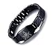 Mealguet Jewelry Stainless Steel Black Carbon Fiber Enamel Masonic Freemason Magnetic Bracelets for Men, Black