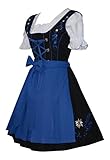 Edelweiss Creek 3-Piece German Oktoberfest Dirndl Dress, Black and Blue