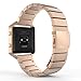 MoKo Fitbit Blaze Band , Stainless Steel Metal Replacement Link Bracelet with Double Button Folding Clasp for Fitbit Blaze Smart Fitness Watch, Frame NOT Included - Rose GOLD