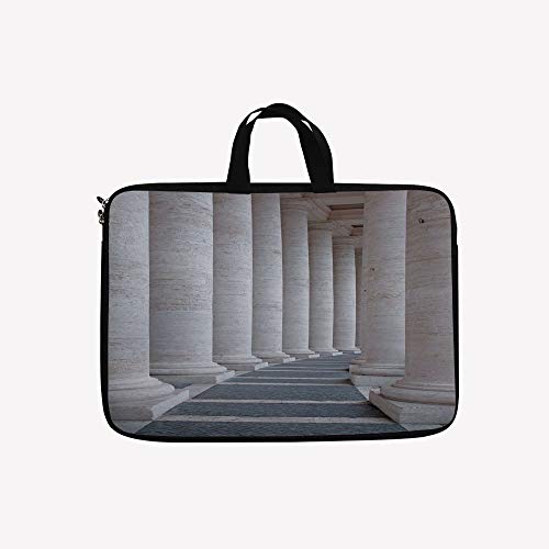 3D Printed Double Zipper Laptop Bag,Columns Stone Pillars Old Architecture Digital,17 inch Canvas Waterproof Laptop Shoulder Bag Compatible with 17"/ 17.3" inch Laptop.