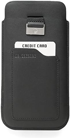 Beyza Cases Natural ID Slim Leather Sleeve Pouch with Stitching for iPhone X - Black