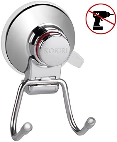 KOKIRI Towel hook,Powerful Vacuum Suction Cup Hooks Holder stainless steel coat hook,Bathroom Shower Kitchen Storage Organizer Hanger for Bath robe-Organizer for Towel, Bathrobe and Loofah,Chrome