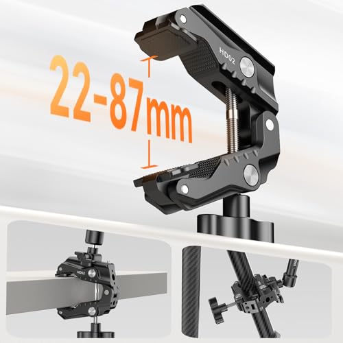 ULANZI HD02 10" Camera Magic Arm Super Clamp Kit with 360° Ball Head,Heavy-Duty Super Clamp,6.6lbs Load, 1/4"-20 & 3/8"-16 Mount, ARRI Pins, NATO Rail Articulating Friction Arm for DSLR/Monitor/Light