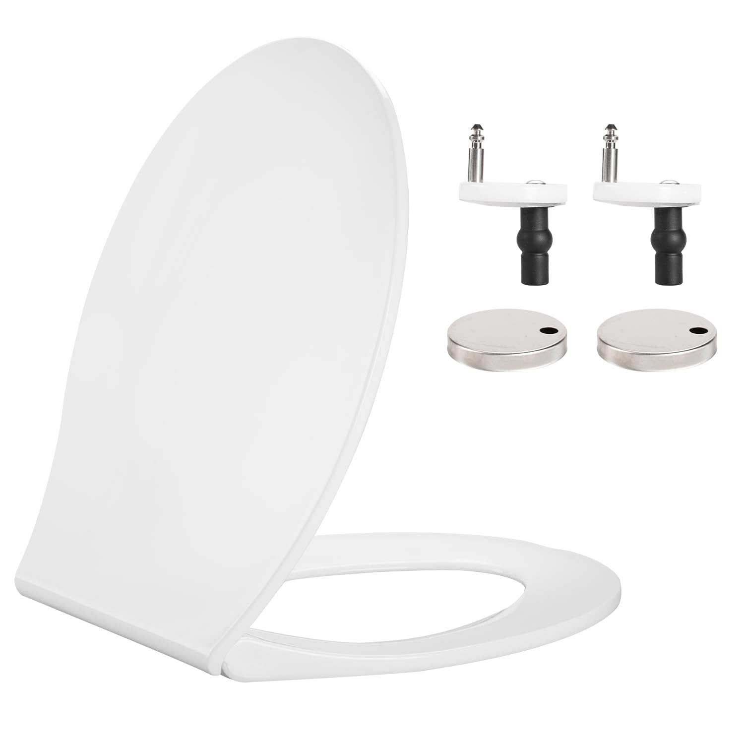 Hanra Oval Toilet Seat with Quick Removal and Soft Close Feature for Easy Cleaning, Standard Toilet Seat White with Adjustable Top Fix Installation Hinges, 450L x 360W