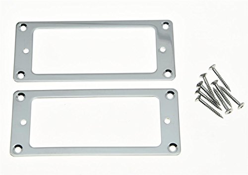 KAISH 2pcs Metal Chrome Mini Humbucker Pickup Mounting Rings Flat Base Mini Pickup Frame