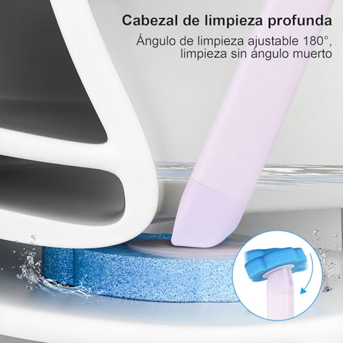 Escobilla para Inodoro Desechable, Juego De 30 Cepillo De Inodoro, con 30pcs Toilet Wand Refills, Ganchos y Caja De Almacenamiento, Mango Largo, Diseño Deslizante, Ideal Cepillo Limpieza para Bano WC