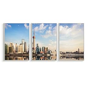 Framed Canvas Wall Art for Living Room, Bedroom Modern City View Canvas Prints for Home Decoration Ready to Hanging - 16"x24"x3 Panels