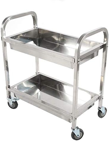 Stainless Steel Double Layer Delivery Car, Assembling The Trolley, Hotel Collecting Car, Wine Service Car (Size : 75 * 40 * 83.5cm)
