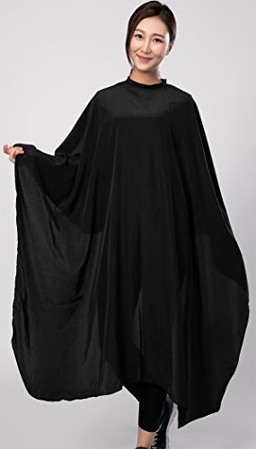 Salon Hair Cutting Cape, Black Salon Gown, 55" x 59" , 5.8 Ounces,Super Silky Smooth