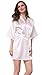 JOYTTON Women's Wedding Party White Satin Kimono Robe with Gold Glitter Bride