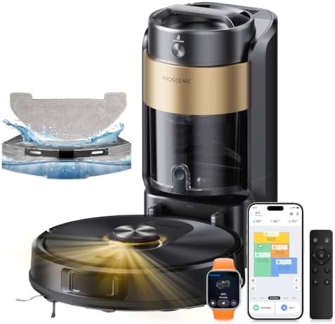 10000Pa Robot Aspirateur Laveur avec Station sans Sac Vidage Automatique,200Min Aspirateur Robot et Serpillière,Nav Lidar Cartographie,Évitement d'obstacles,Poils Animaux Tapis Sols Durs