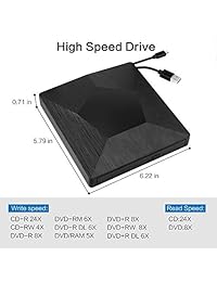 Unidad de CD externa, KINGEAR USB 3.0 portátil CD DVD + -RW unidad óptica grabadora para ordenador portátil de sobremesa PC Windows Linux OS Apple Mac