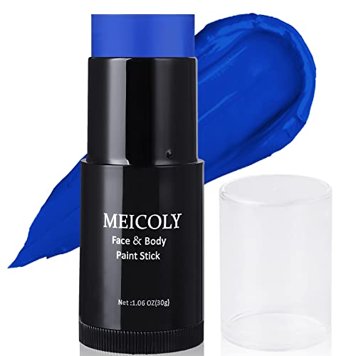 MEICOLY Blue Face Paint Stick(1.06 Oz),Grease Waterproof Dark Blue Body Paint Stick for