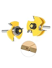 KKmoon - Juego de 2 puntas de fresado de madera con 3 dientes en forma de T para herramientas de carpintería