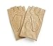 Ambesi Women's Classic 1/2 Finger Leather Driving Gloves Camel L