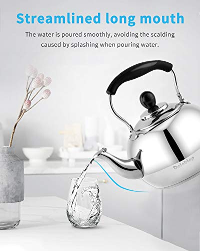 Stove Top Whistling Tea Kettle 2.5 Quart Classic teapot appearance Culinary Grade Stainless Steel Teapot Composite process bottom