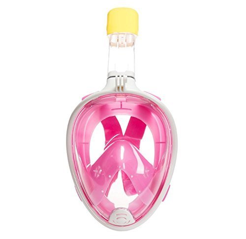 2018 NEW Full Face Snorkel Mask, JiiJian 180 Degrees Full Face Easy Free Breathing Panoramic View Anti-Fog and Anti-Leak Dry Snorkel Breathing Snorkel Mask anti-drowning mask for Adults and Youth-Pink