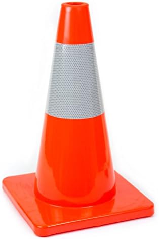 (Set of 12) 18" RK Orange Safety Traffic PVC Cones, Orange Base with One Reflective Collar