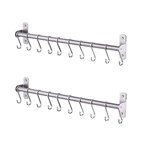 KES Kitchen Tool and Utensil Rack with 10 Hooks Multipurpose 22-Inch Wall Mounted, Brushed SUS304 Stainless Steel 2 Pack, KUR209S55-2-P2 - Thumbnail 7