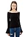 PRETTIGO Women Off the Shoulder Sweater Bell Trumpet Sleeve Sweater for Women