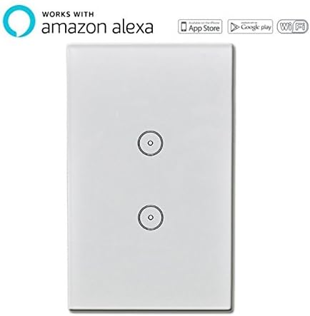Smart Wifi Light Switches, Touch Wall Switch Panel, Replace 2 Switches in 1 Gang Wall Box, Compatible with Alexa, App Control,Neutral Wire Required.