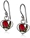 Sterling Silver Pressed-Flower Small Heart Drop Earrings