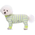 Dog Striped Recovery Suit, Puppy After Surgery Onesie for Female Male Dogs, Dogs Cats Long Sleeve Pajamas Bodysuit, Surgery Abdominal Wound Bandages Clothes, Dog Pant for Shedding Skin Disease