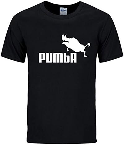 Top Quality cotton casual o-neck pumba men Tshirt short sleeve knitted harajuku print t-shirt for men (S, black)