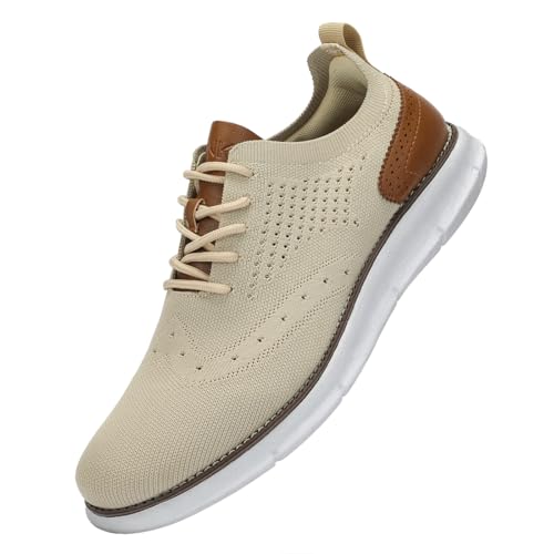 Svnke Herren Anzugschuhe Atmungsaktiv Gestrickter Stoff Schnürschuhe Formale Moderne Klassische Freizeit Schuhe Oxfords Hochzeit Schuhe Khaki 42