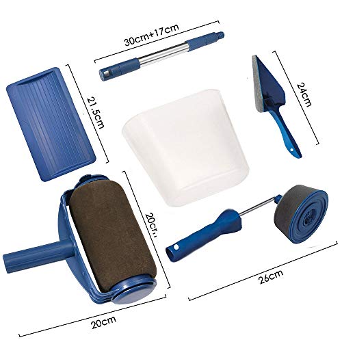 Paint Roller Brush Kit,House Paint Rollers, Adjustable Telescopic Poles, Paint Roller Pro, Multifunction Paint Runner Brush Set for DIY House,School,Office Painting Wall,Ceiling(Blue) (B) - Thumbnail 7