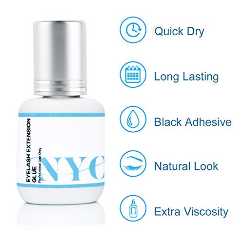 Eyelash Extension Glue Professional Extra Strong Grade Eyelashes Black Adhesive 1-2 Seconds Drying Time for 45-60 Days 7ml