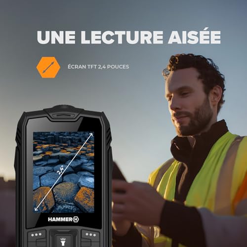 Hammer H Basalt all carriers 0.32GB Unlocked Unlocked Portable Phone IP68 Waterproof Shockproof Dual SIM Battery 1800 mAh Big Button FM Radio MP3 Camera Flashlight Black