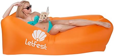 Inflatable Air Lounger with Carrying Bag for Festival, Pool Party, Camping, Beach, Hiking - Made of Strong Durable Lightweight Polyester - Great for Napping, Resting or Relaxing Indoors and Outdoors
