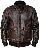 Mens A2 Leather Jacket WWII Air Force Flight Pilot