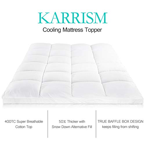 KARRISM Extra Thick Mattress Topper(Twin), Cooling Mattress Pad Cover