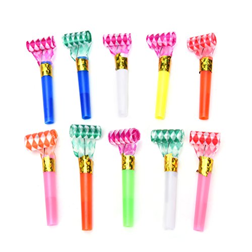 Eshylala 100PCS Party Noisemakers Party Horns Tube Blowouts Noisemakers Party Blowouts Whistles Party Blowers, Great Bag Stuffers (Random Color)