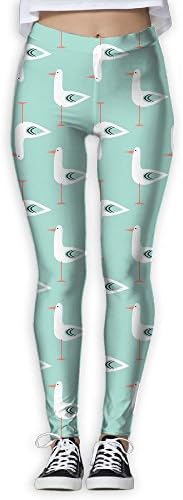 DYOW Women's Vintage Beach Mid-Century Modern Ocean Life Print Sports Gym Yoga Leggings Pants